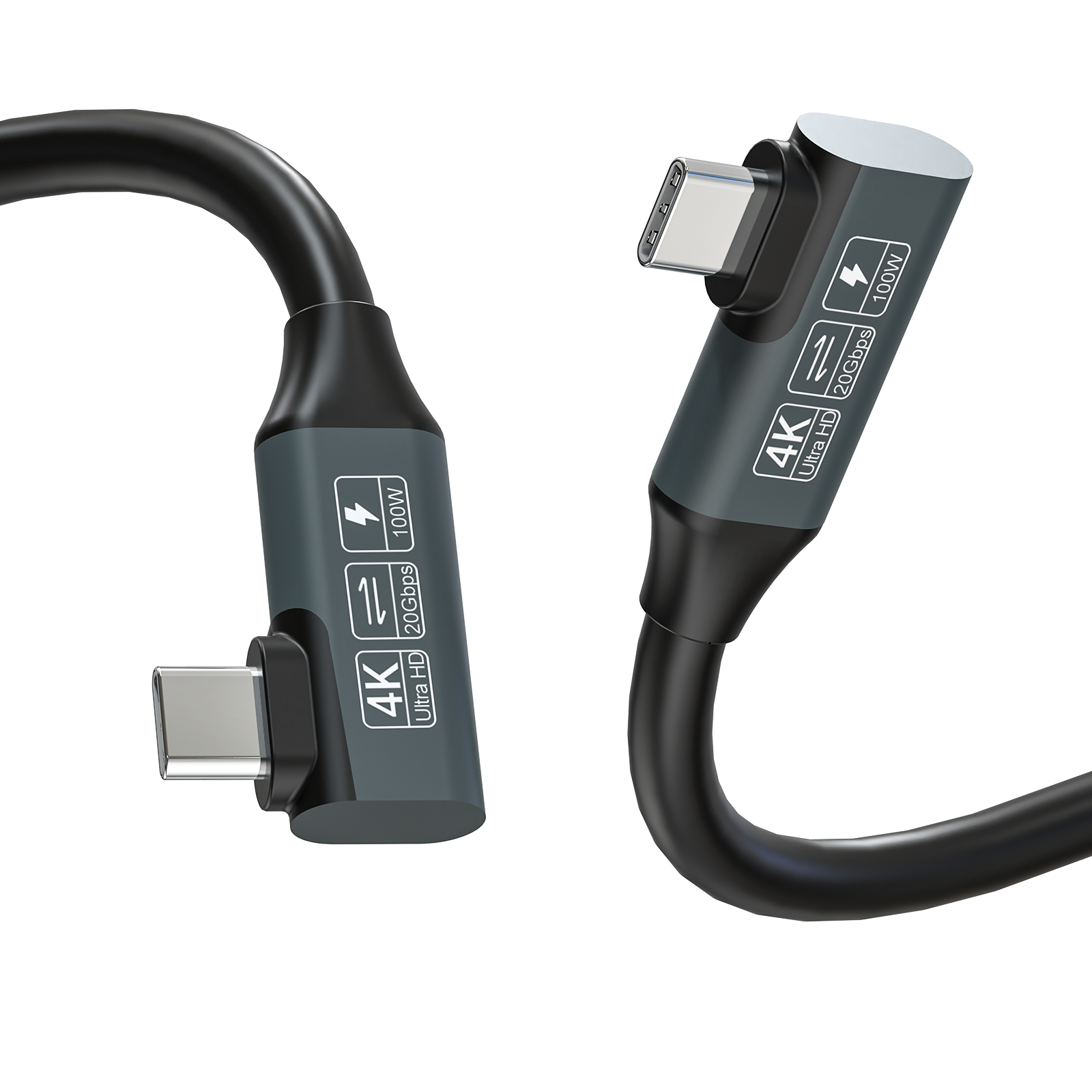 Core A90 - Full-Feature USB-C cable with 90° angled ends. - 2