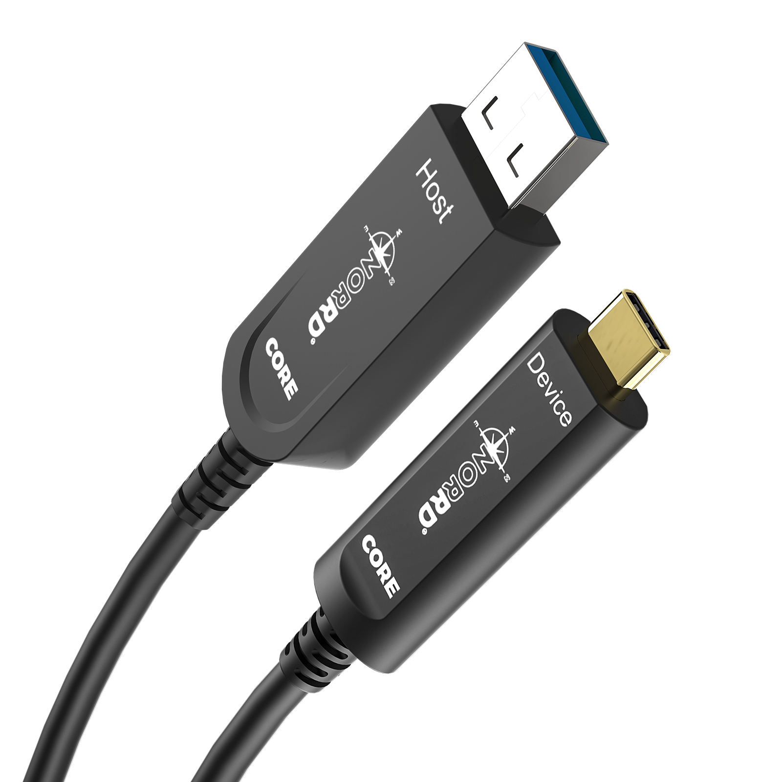 Active optical USB-A to USB-C for long runs. - 2